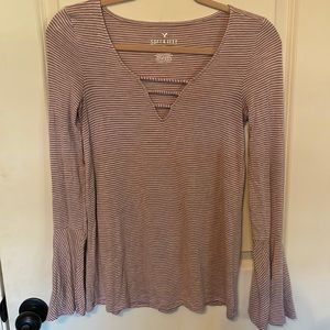American Eagle Long Sleeve Striped Top - Soft & Sexy XS